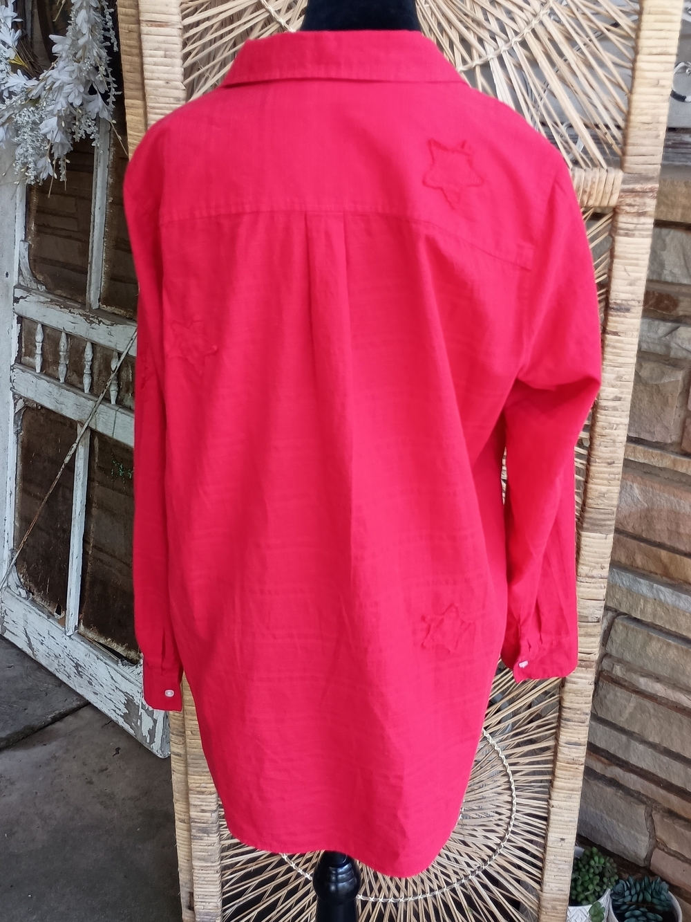 Westbound Button-Down Shirt Red with Star Embroidery_L - Picture 5 of 6